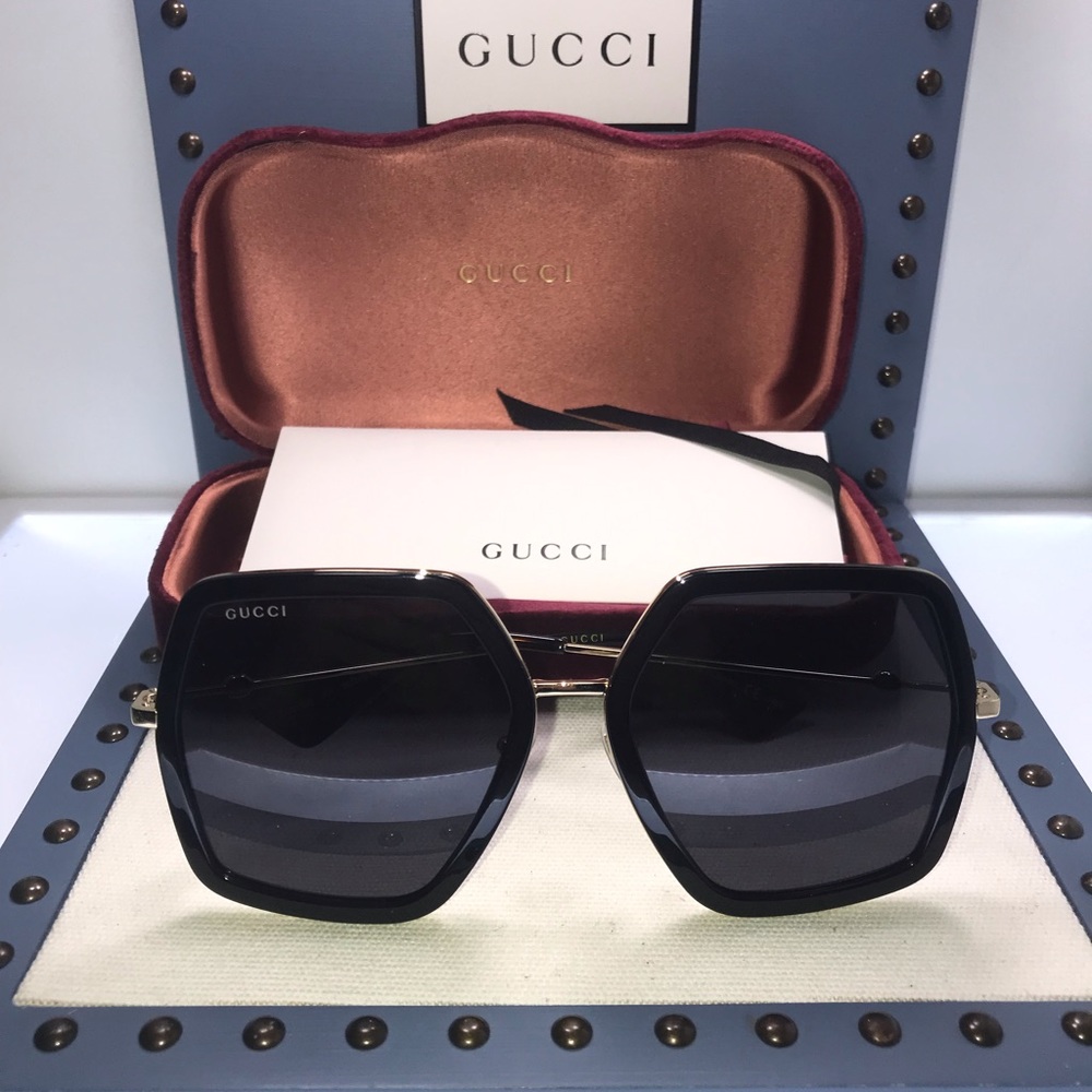 Gucci Black Gg0106s 001 Gg 0106s Grey Lens Sunglasses